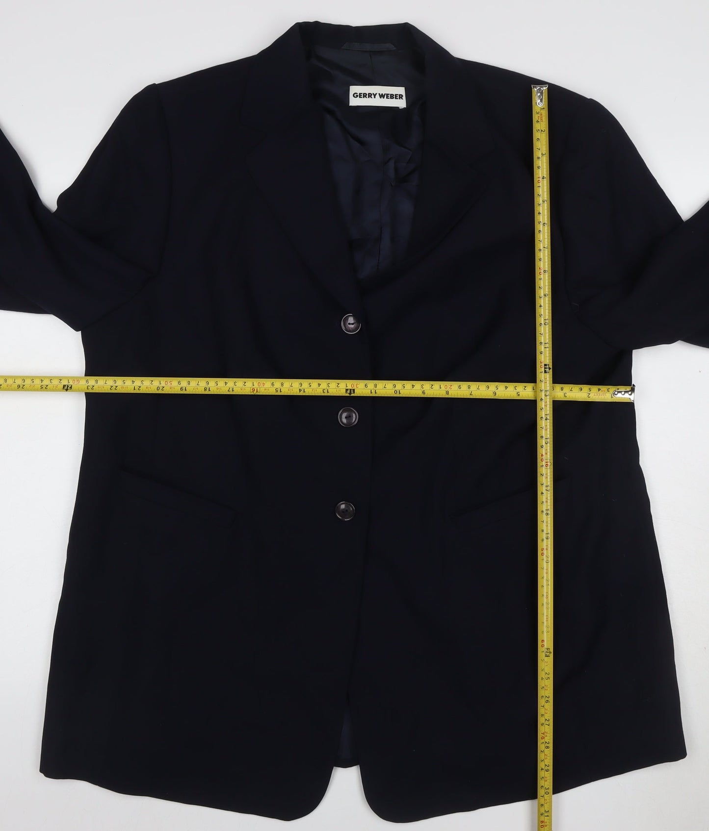 Gerry Weber Women Navy Blue UK 20 Wool Blend Single-Breasted Blazer