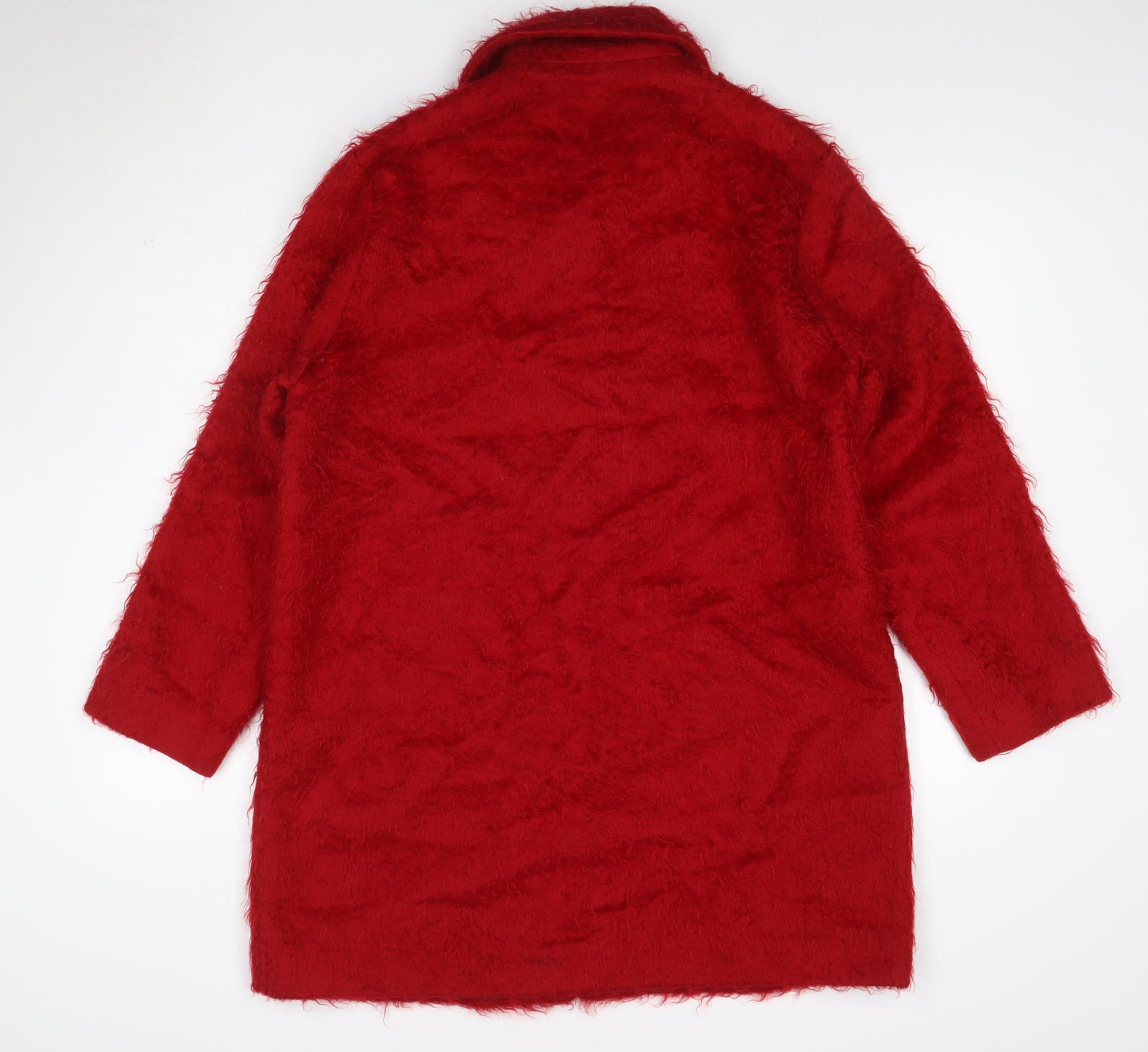 Wallis Women’s Red Mohair Wool Long Overcoat UK 12 Collared