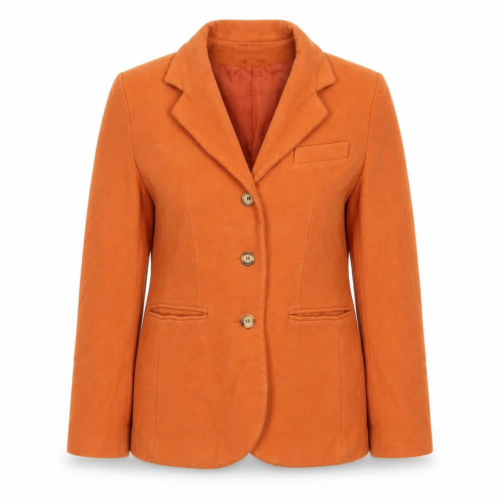 Laurene M Women Orange Wool Blend Blazer UK 14 Single-Breasted