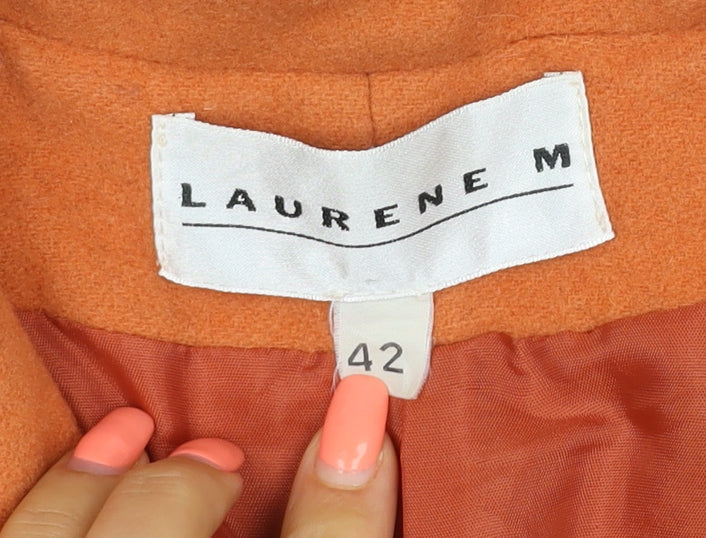 Laurene M Women Orange Wool Blend Blazer UK 14 Single-Breasted