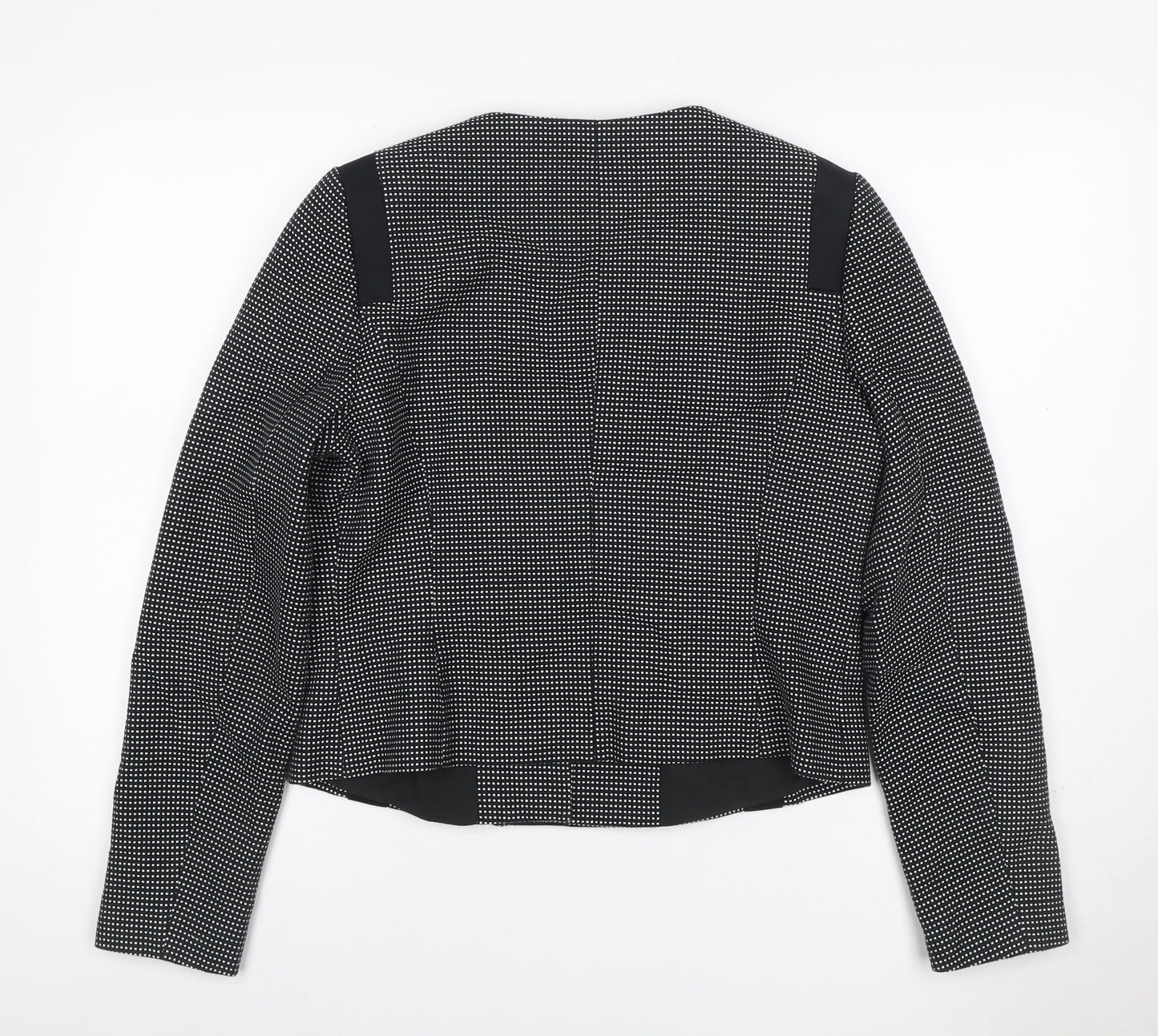 Next Women Black White Geometric Zip Cropped Jacket UK 14 Lined