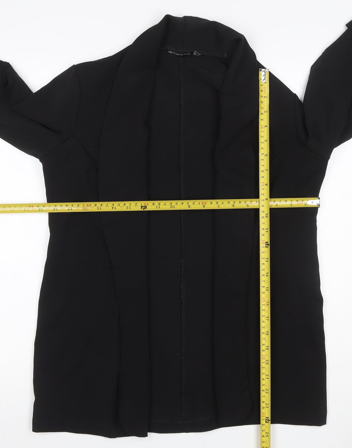PRETTYLITTLETHING Women's Black UK 6 Long Open Front Blazer Jacket