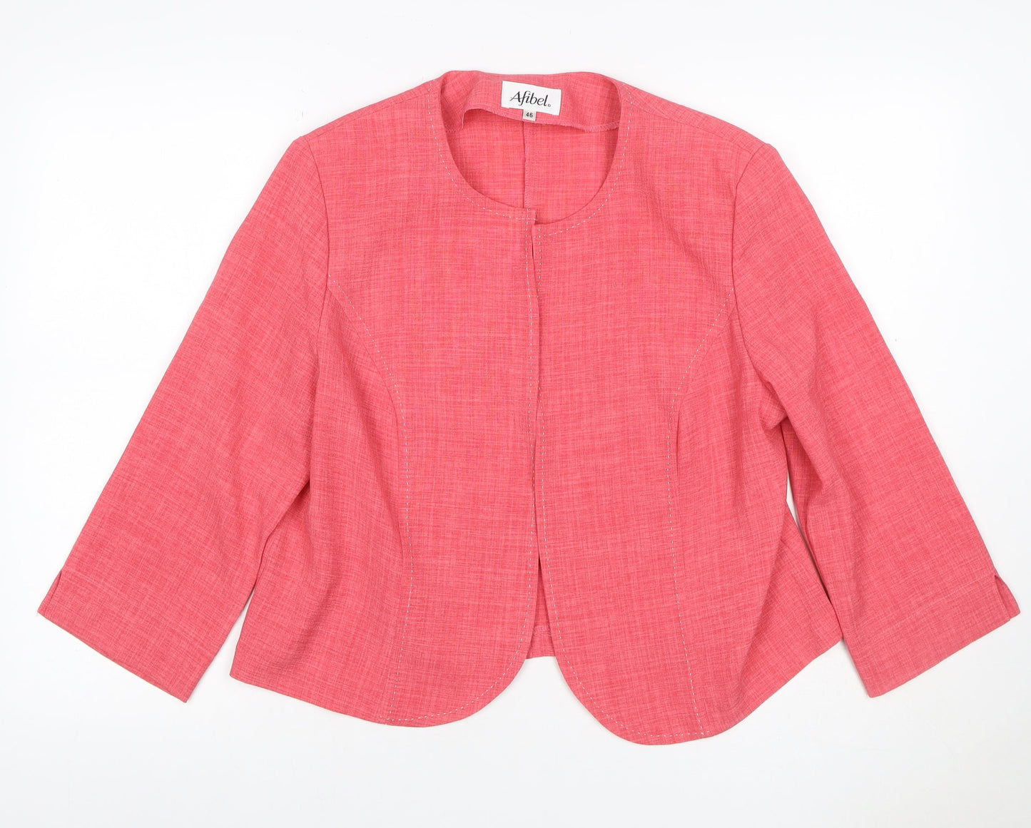 Afibel Women’s Pink UK 18 Tailored 3/4 Sleeve Suit Jacket Blazer