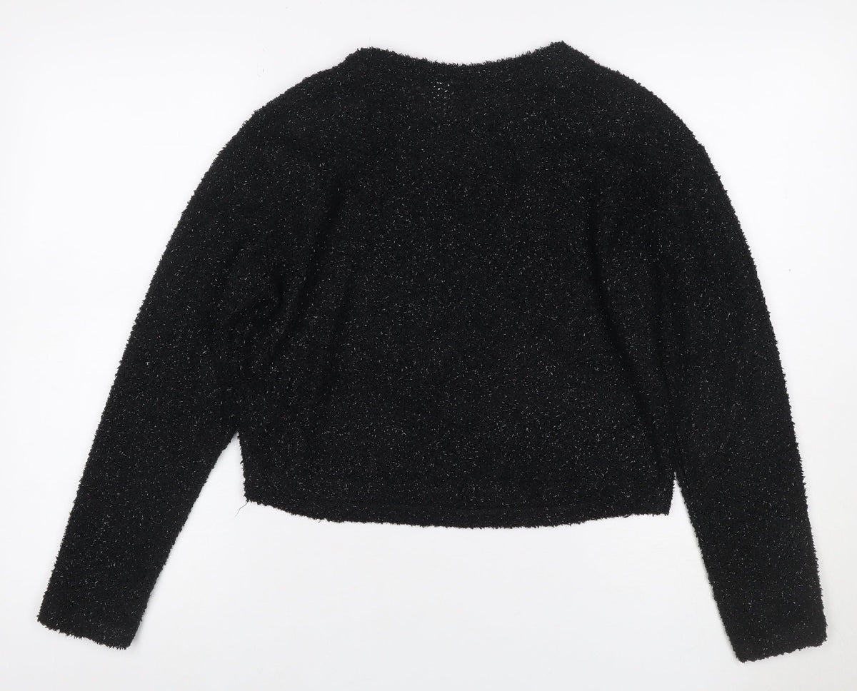 H&M Divided Women’s Black Glitter Knit V-Neck Jumper Size S