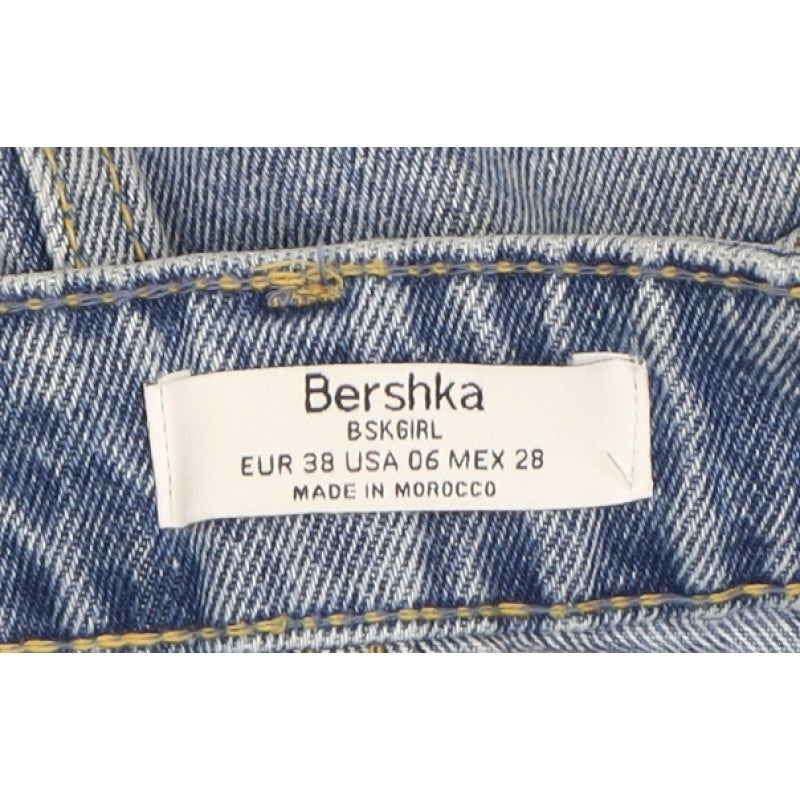 Bershka Women’s Blue Denim A-Line Mini Skirt UK 10 Pockets