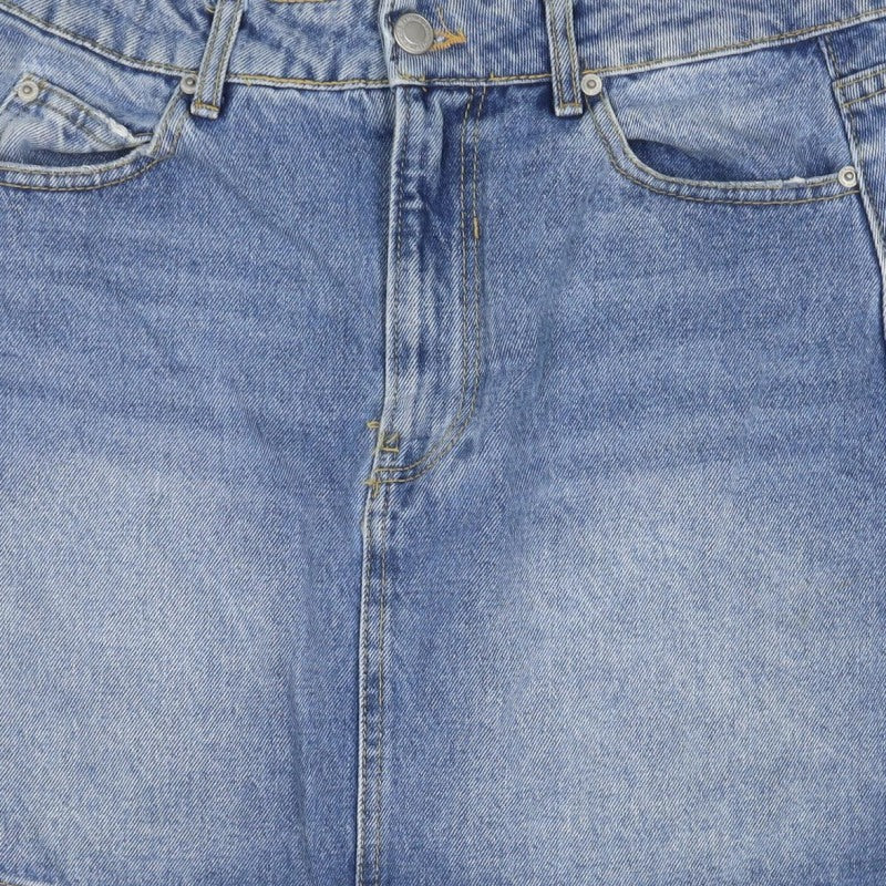 Bershka Women’s Blue Denim A-Line Mini Skirt UK 10 Pockets