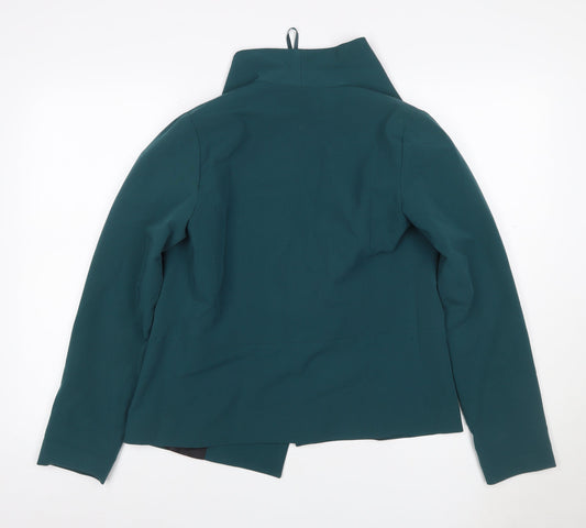 Dorothy Perkins Women Green UK 10 Lined Open Front Shawl Lapel Blazer