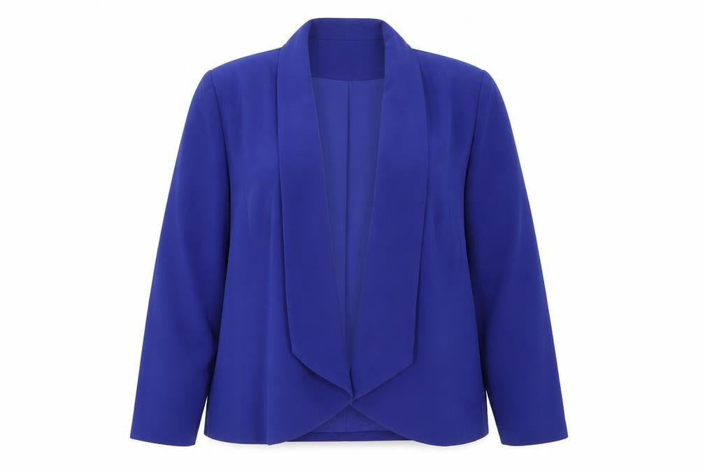 Kaleidoscope Women Blue UK 22 Open Front Shawl Collar Blazer Jacket