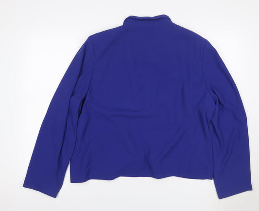 Kaleidoscope Women Blue UK 22 Open Front Shawl Collar Blazer Jacket