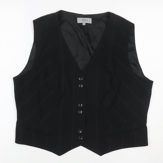 Marks & Spencer Women Black Pinstripe Waistcoat Size 18 Formal Lined