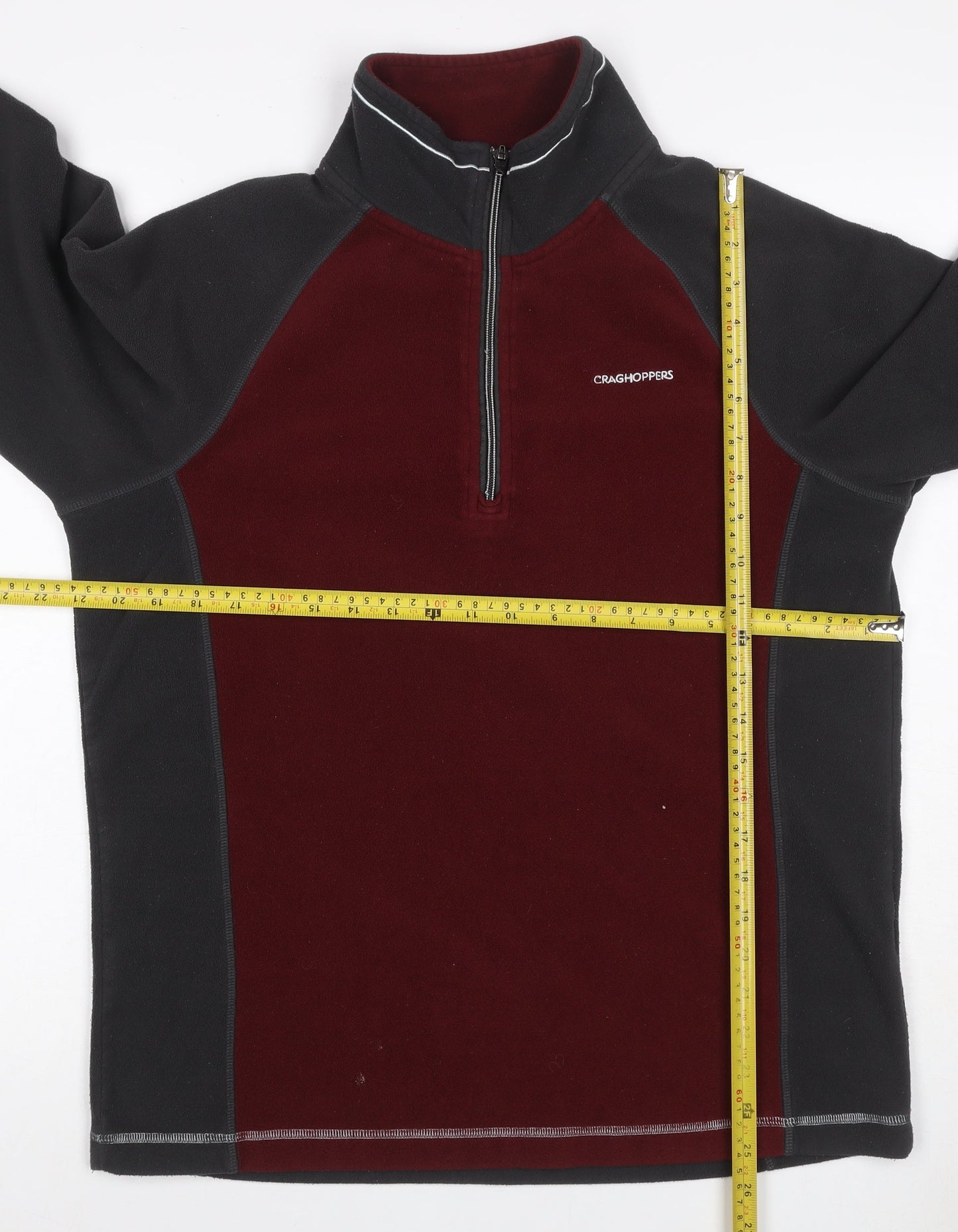 Craghoppers Men’s M Burgundy Black Fleece 1/4 Zip Outdoor Sweatshirt