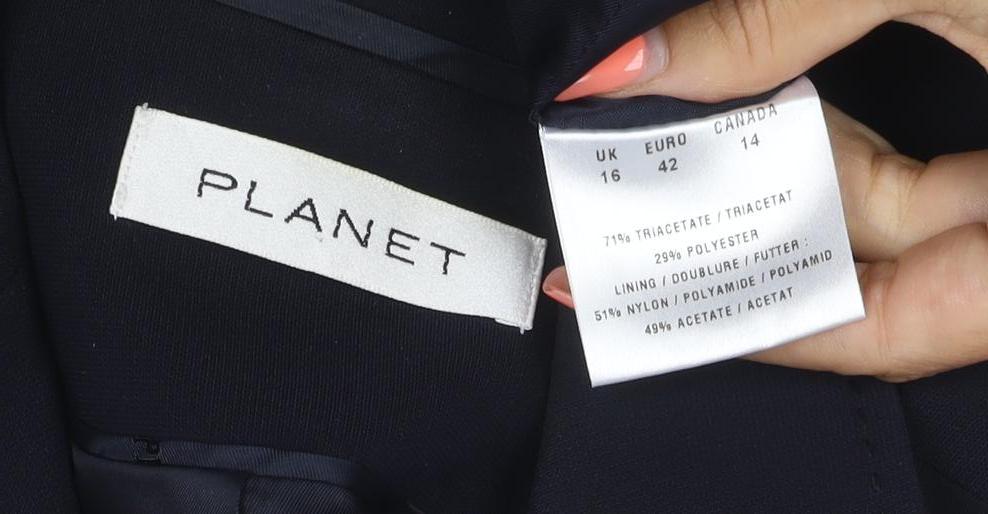 Planet Women's Black UK 16 One-Button Tailored Blazer Jacket