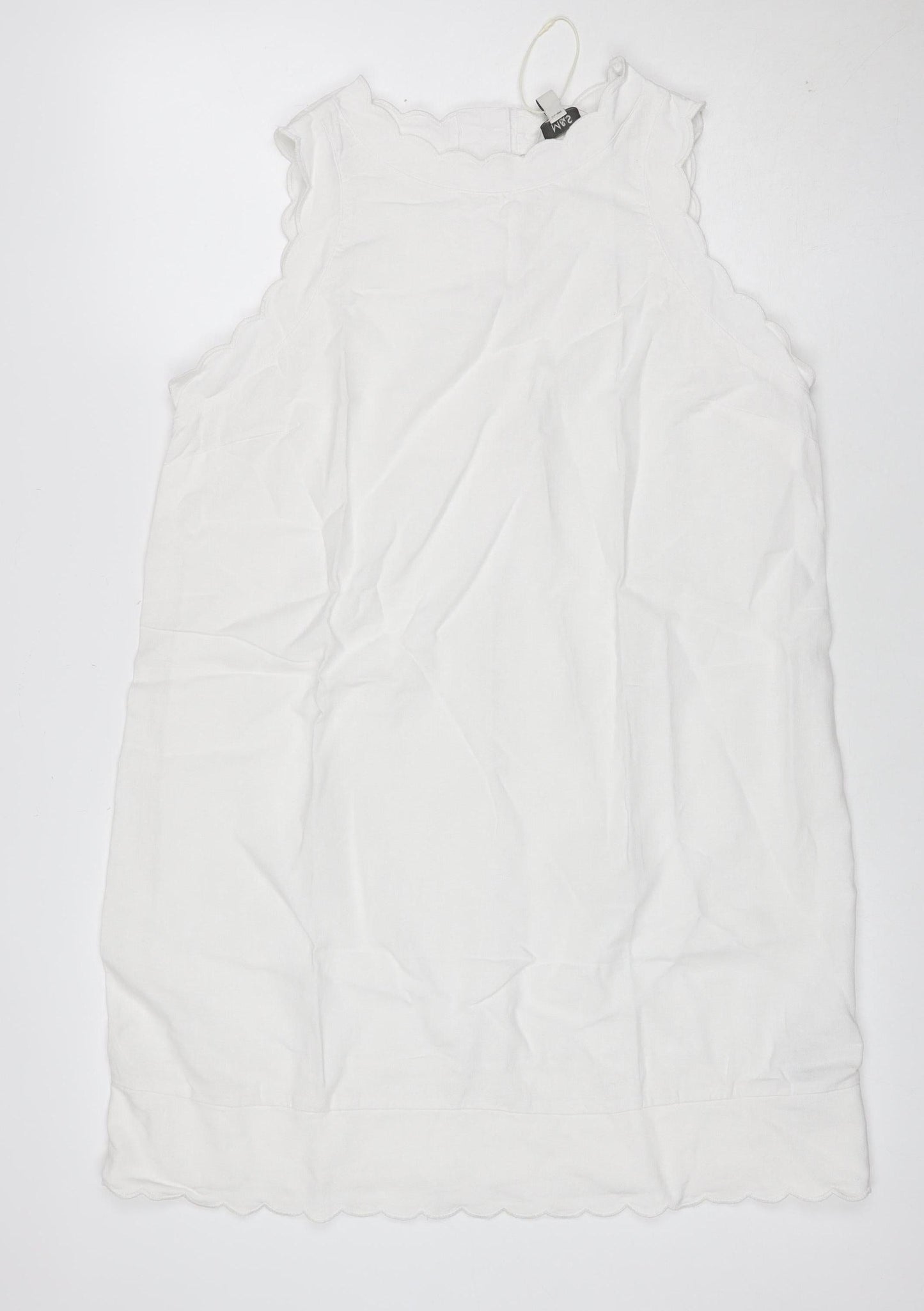 Marks and Spencer Women White UK 14 A-Line Knee Dress