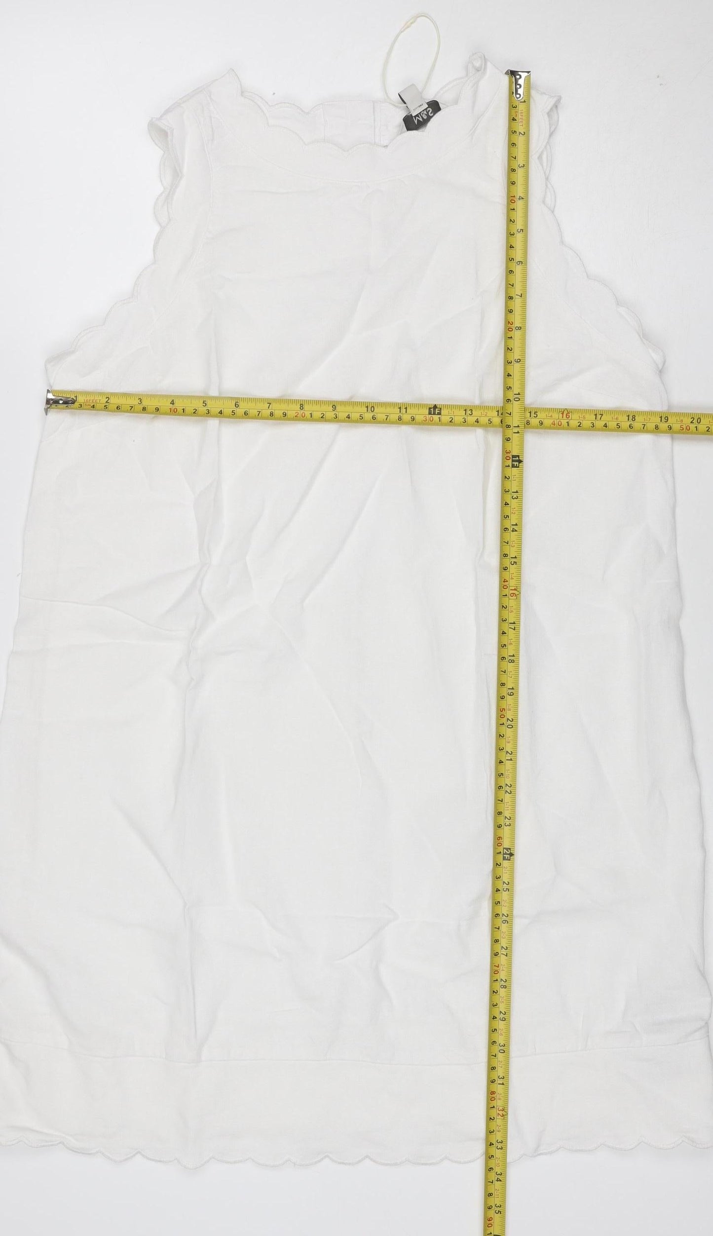Marks and Spencer Women White UK 14 A-Line Knee Dress