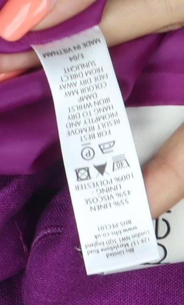 Bhs Women Purple UK 16 Petite Linen Blend 3 Button Blazer Jacket