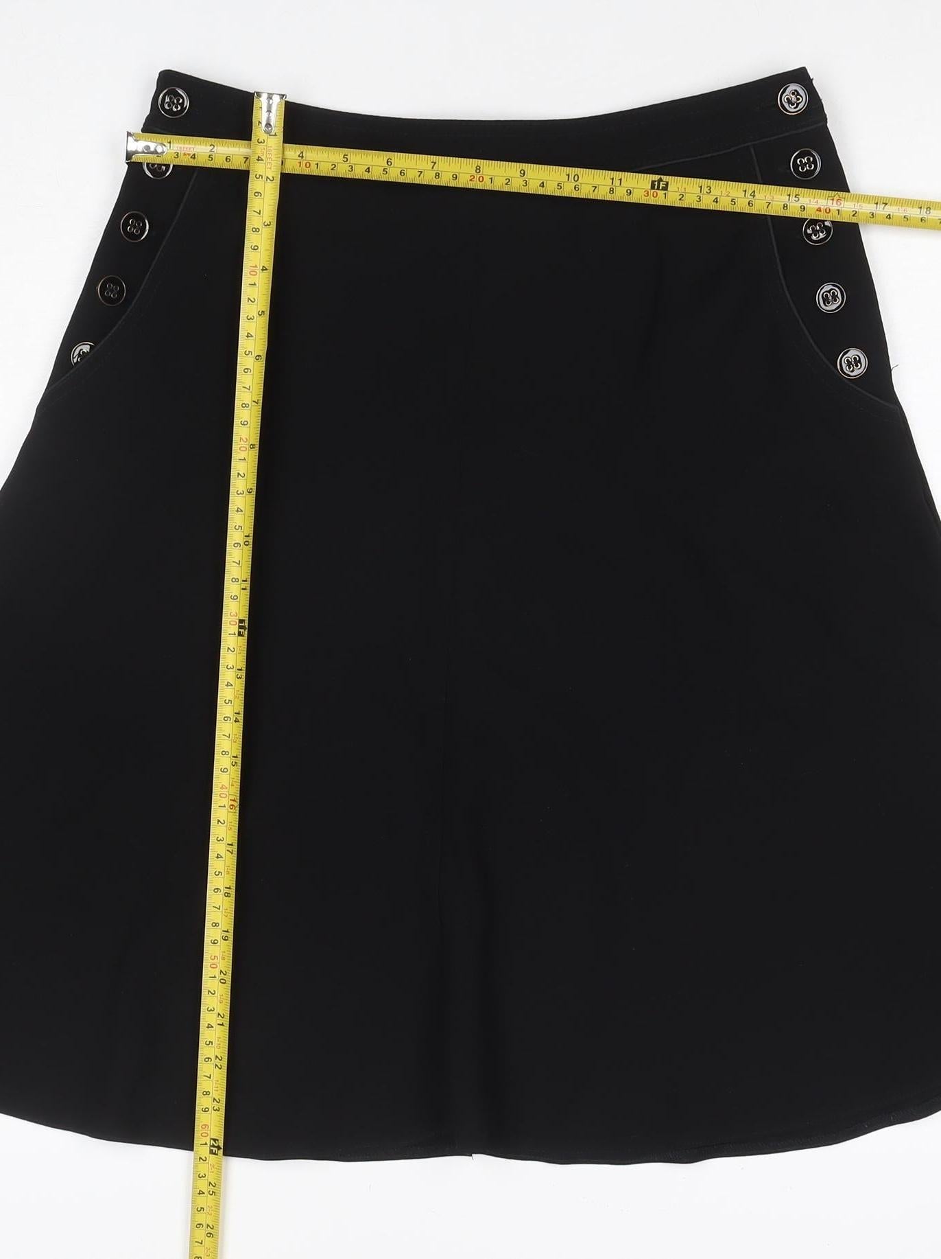 Next Women’s Black UK 12 A-Line Knee Length Button Trim Skirt