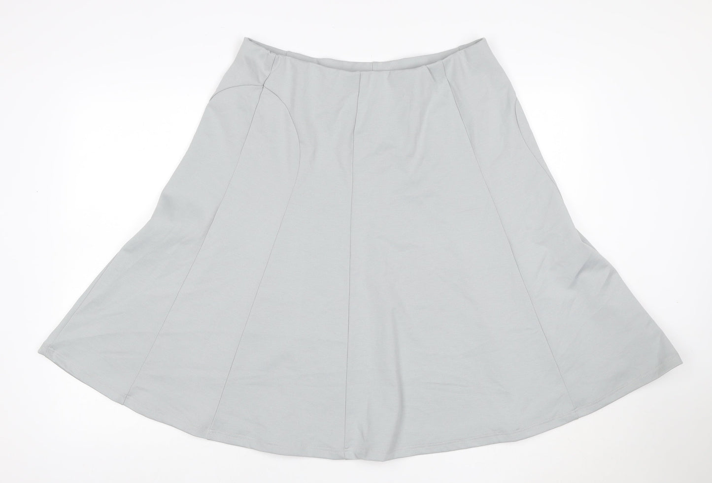 Damart Women Grey UK 18 A-Line Knee Length Stretch Jersey Skirt