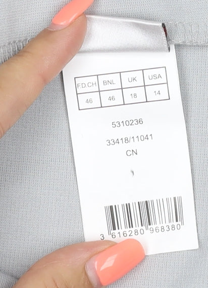 Damart Women Grey UK 18 A-Line Knee Length Stretch Jersey Skirt