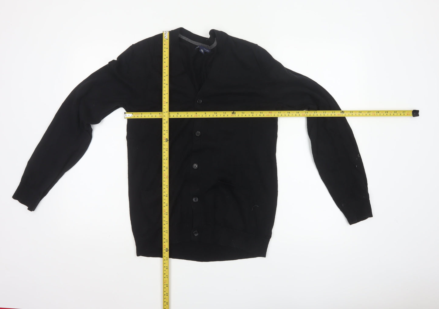 Gap Men's Black M Pima Cotton V-Neck Button Cardigan Pockets