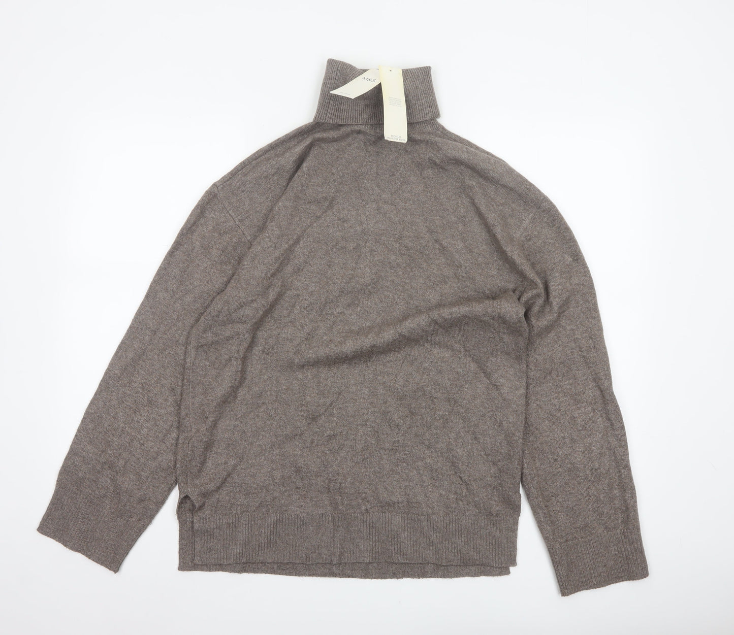 Marks and Spencer Women Brown S Roll Neck Knit Pullover Jumper