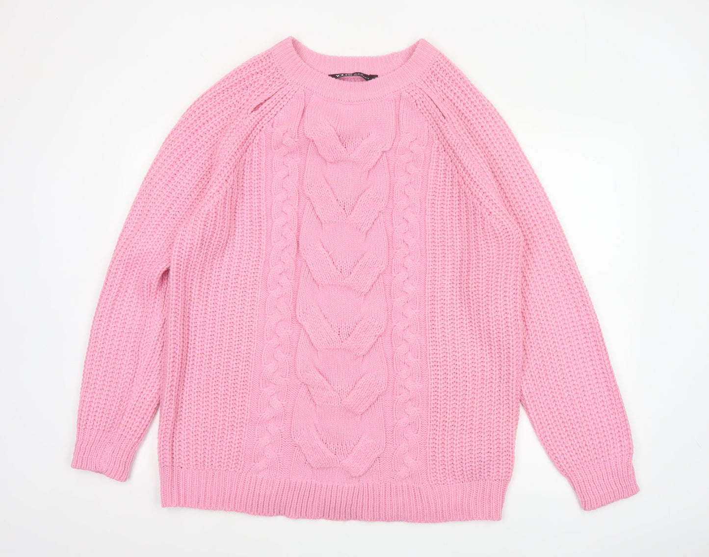 Yours Unisex Adults Pink 14 Plus Cable Knit Crew Neck Jumper
