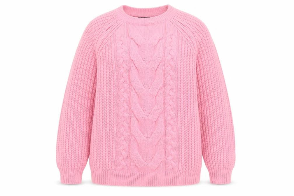 Yours Womens Adults Pink 14 Plus Cable Knit Crew Neck Jumper