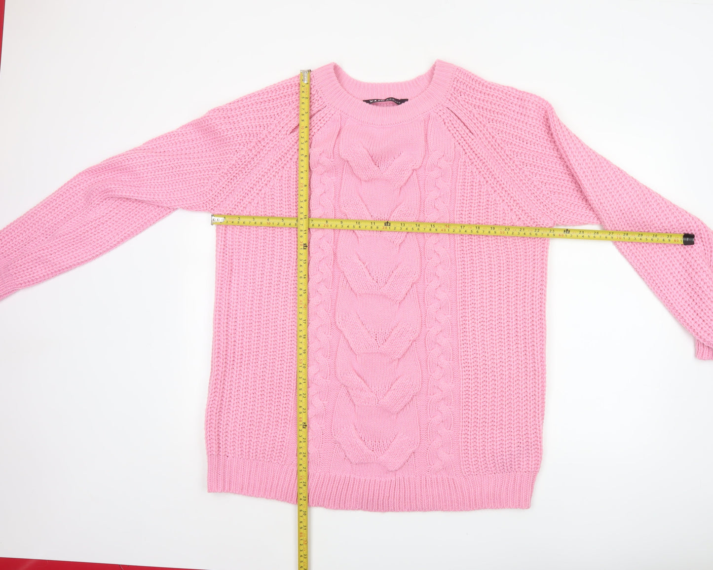 Yours Unisex Adults Pink 14 Plus Cable Knit Crew Neck Jumper
