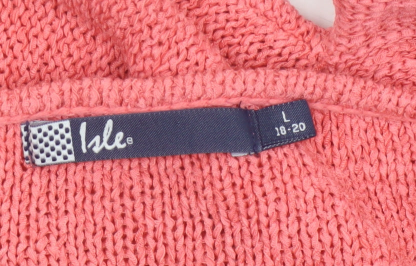Isle Women Pink Size 18 Cable Knit Round Neck Long Sleeve Jumper