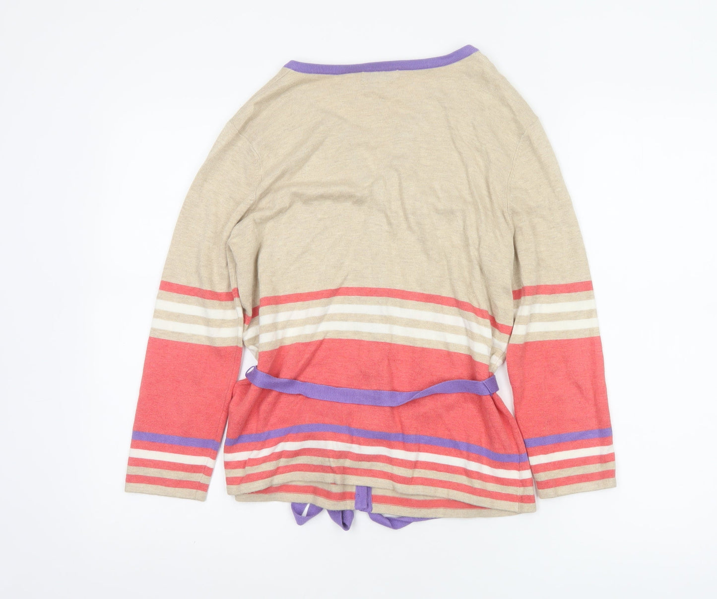 CC Petite Women’s Multicoloured M Striped V-Neck Belted Cardigan