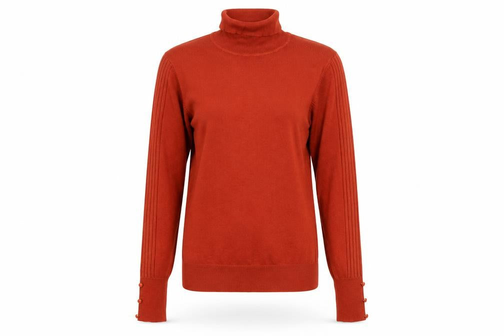 Next Women’s Orange Roll Neck Pullover Jumper UK 10 Tall Rib Knit