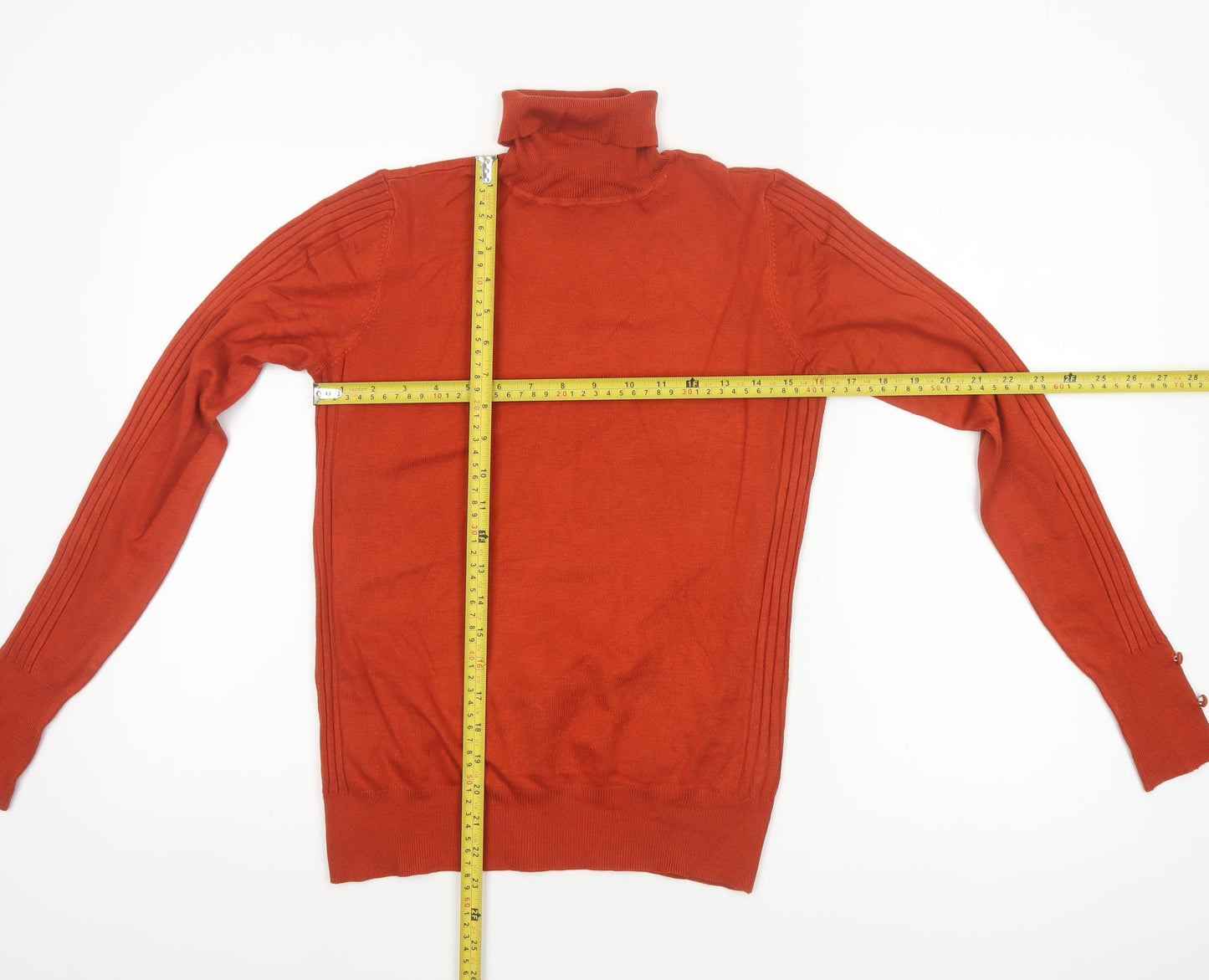 Next Women’s Orange Roll Neck Pullover Jumper UK 10 Tall Rib Knit