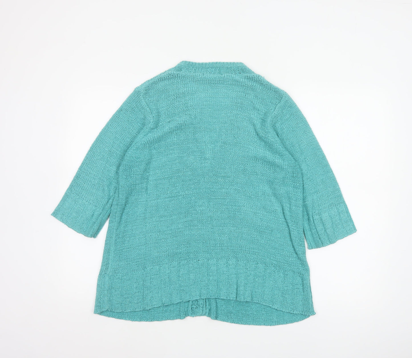Marks & Spencer Women Blue UK 16 Cable Knit 3/4 Sleeve Cardigan