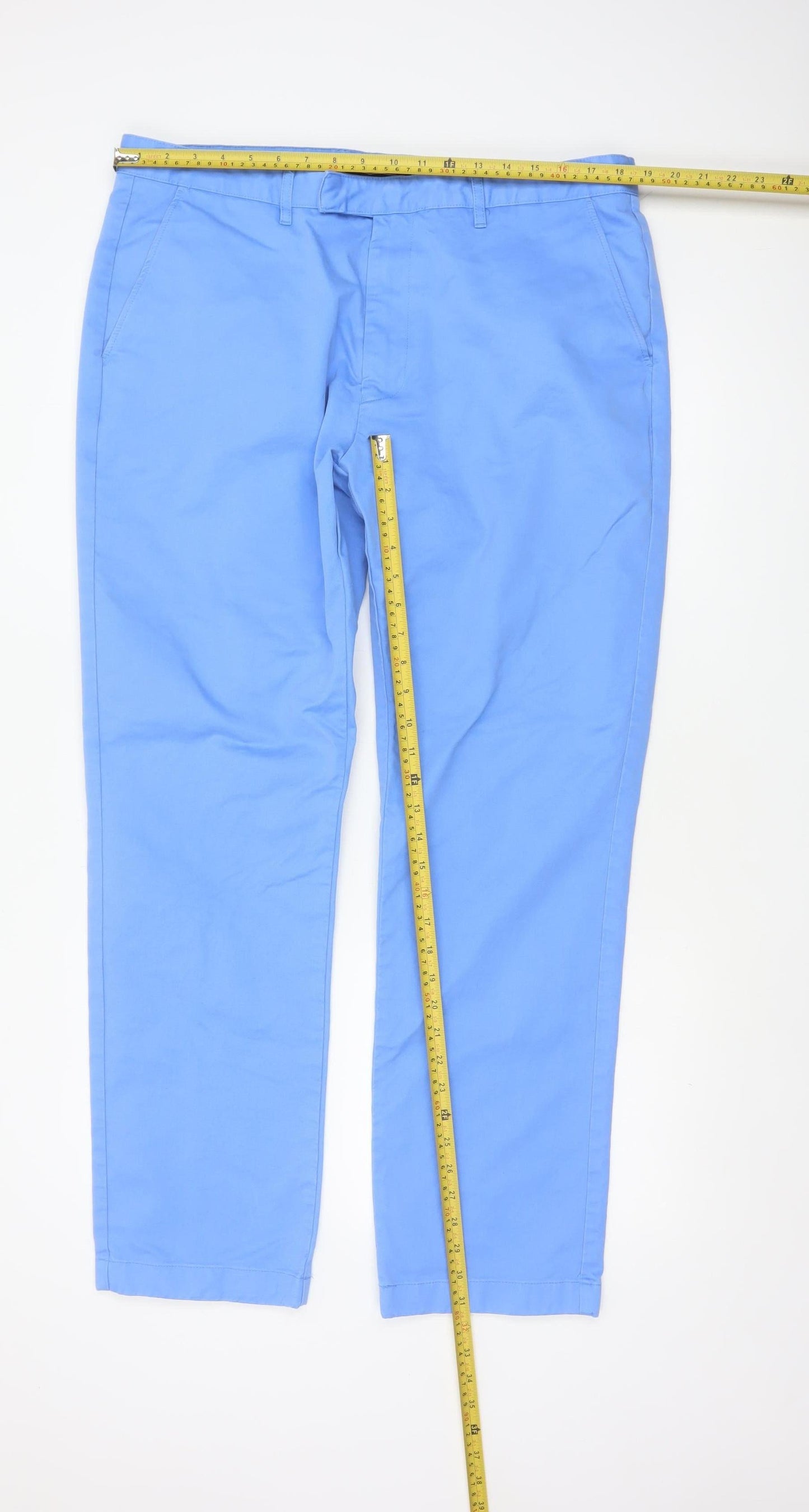 Joseph Turner Men Blue 38R Cotton Chino Straight Trousers