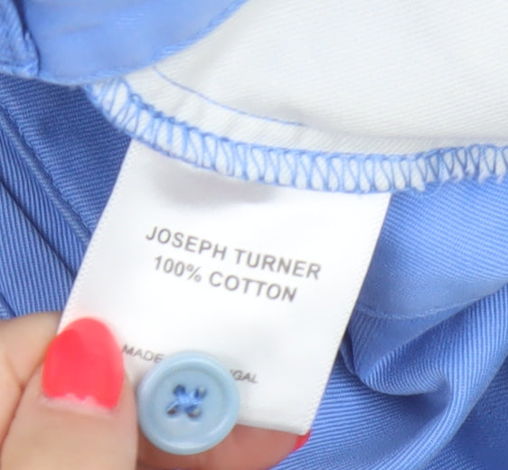 Joseph Turner Men Blue 38R Cotton Chino Straight Trousers