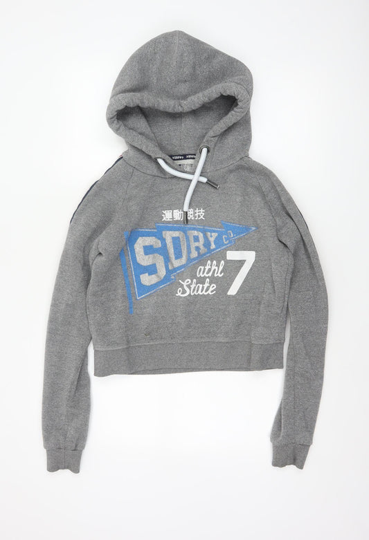 Superdry Women’s Grey UK 12 Pullover Hoodie Graphic Logo