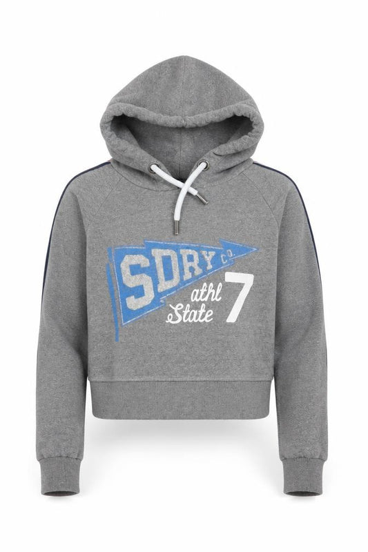 Superdry Women’s Grey UK 12 Pullover Hoodie Graphic Logo