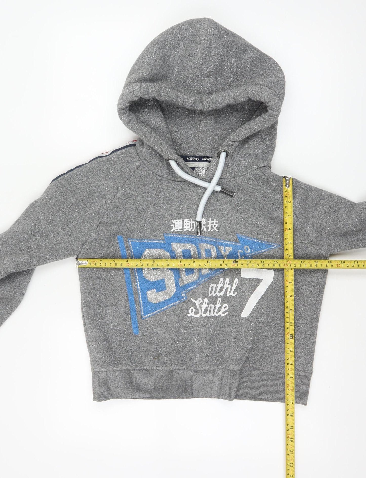 Superdry Women’s Grey UK 12 Pullover Hoodie Graphic Logo