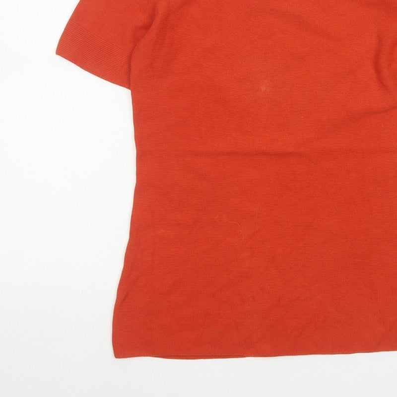 Uniqlo Women Orange M Basic Knit Short Sleeve Round Neck T-Shirt