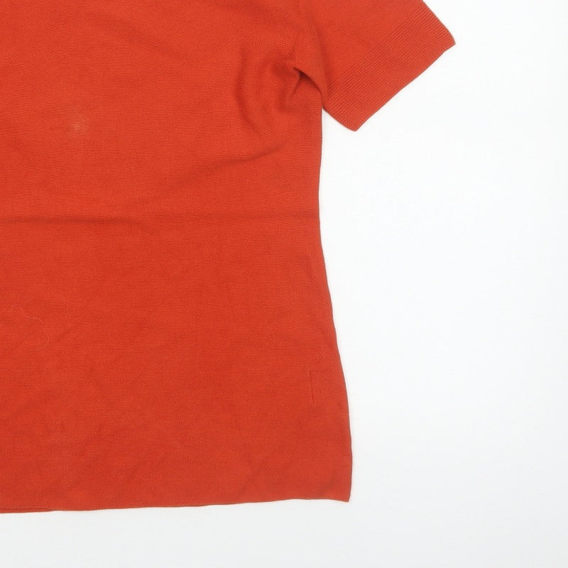 Uniqlo Women Orange M Basic Knit Short Sleeve Round Neck T-Shirt