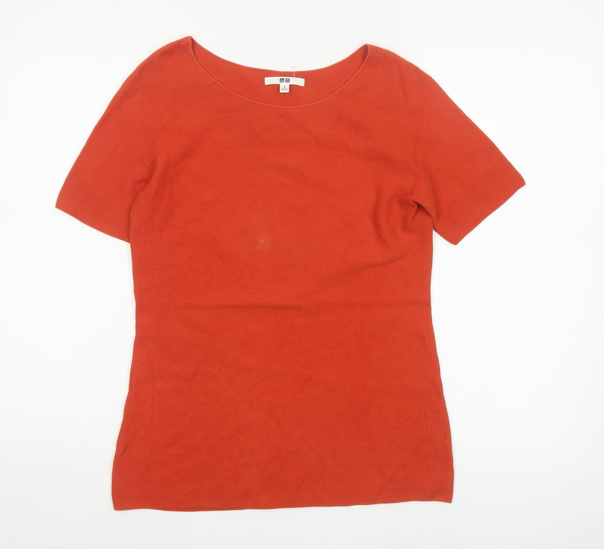 Uniqlo Women Orange M Basic Knit Short Sleeve Round Neck T-Shirt