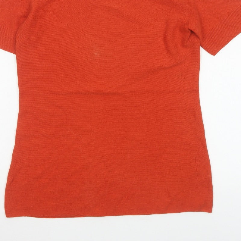 Uniqlo Women Orange M Basic Knit Short Sleeve Round Neck T-Shirt