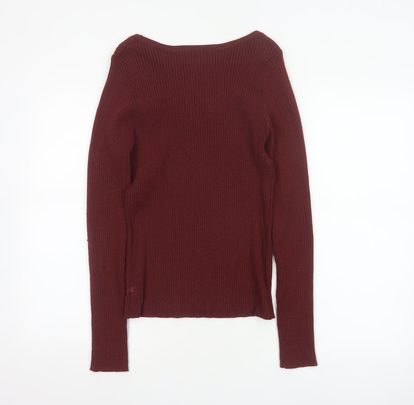 ASOS DESIGN Women’s Red UK 16 Ribbed Scoop Neck Slim Jumper