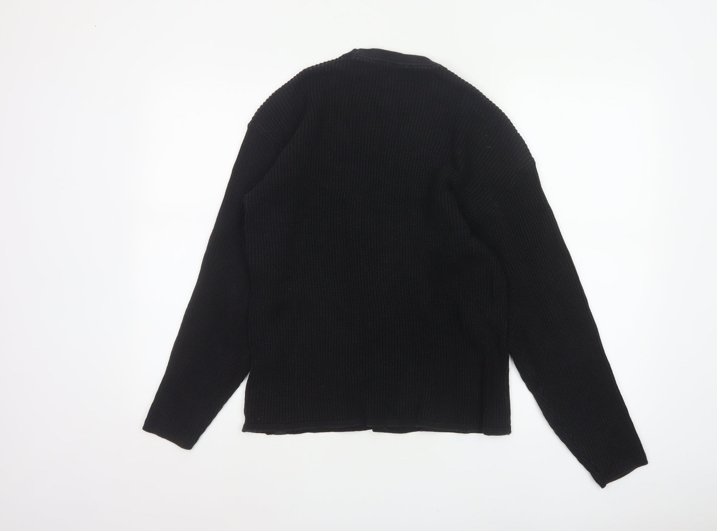 Pull&Bear Women Black M Chunky Knit Crew Neck Cotton Pullover Jumper