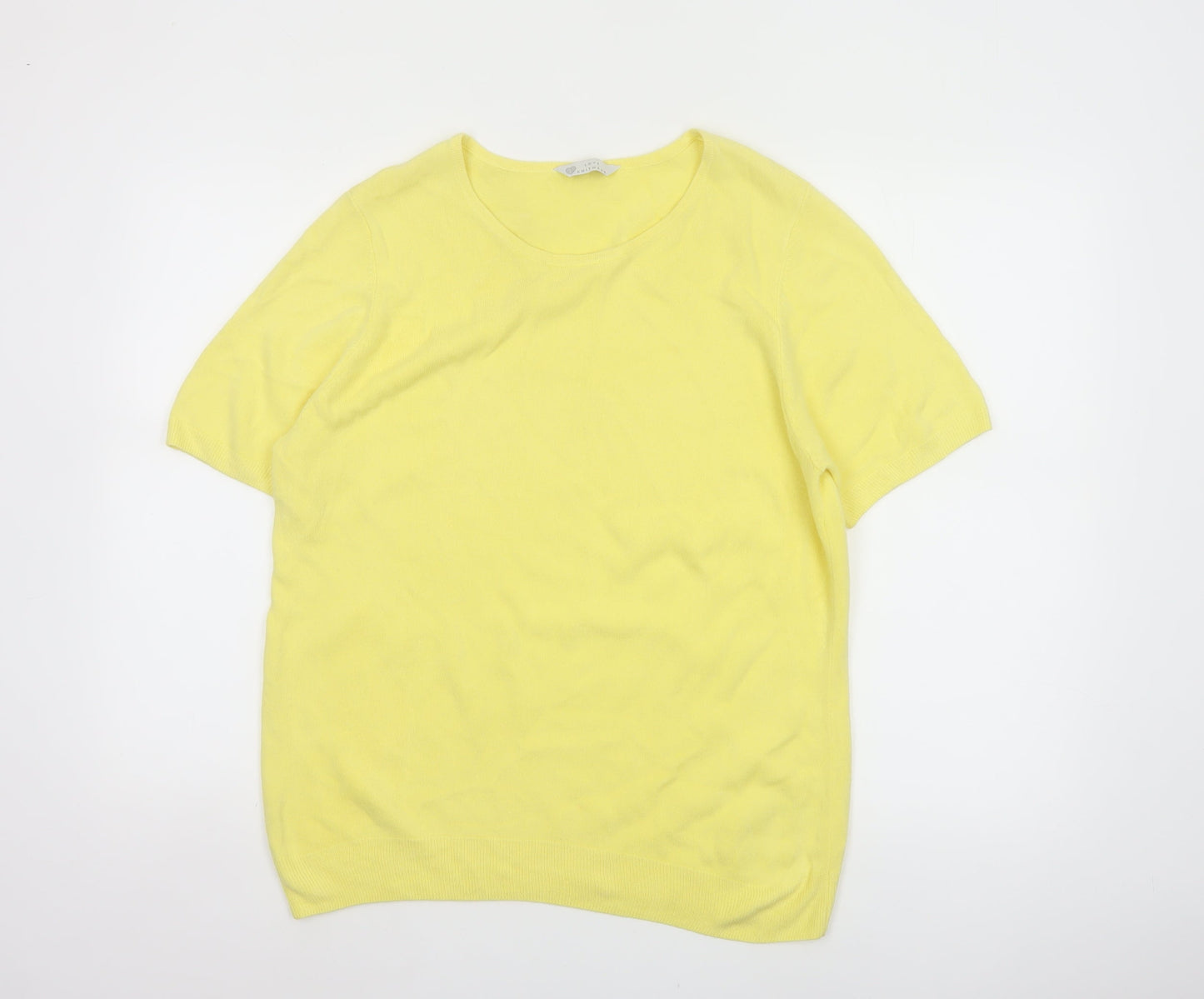 BHS Women Yellow Size 18 Short Sleeve Scoop Neck Knit Pullover Jumper