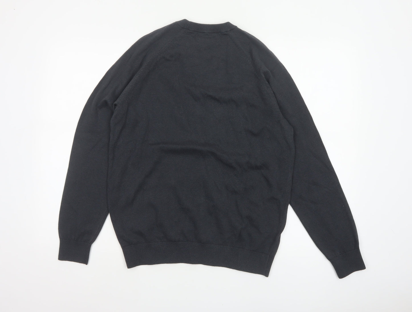 Marks and Spencer Men Black M Pure Cotton Crew Neck Pullover Jumper
