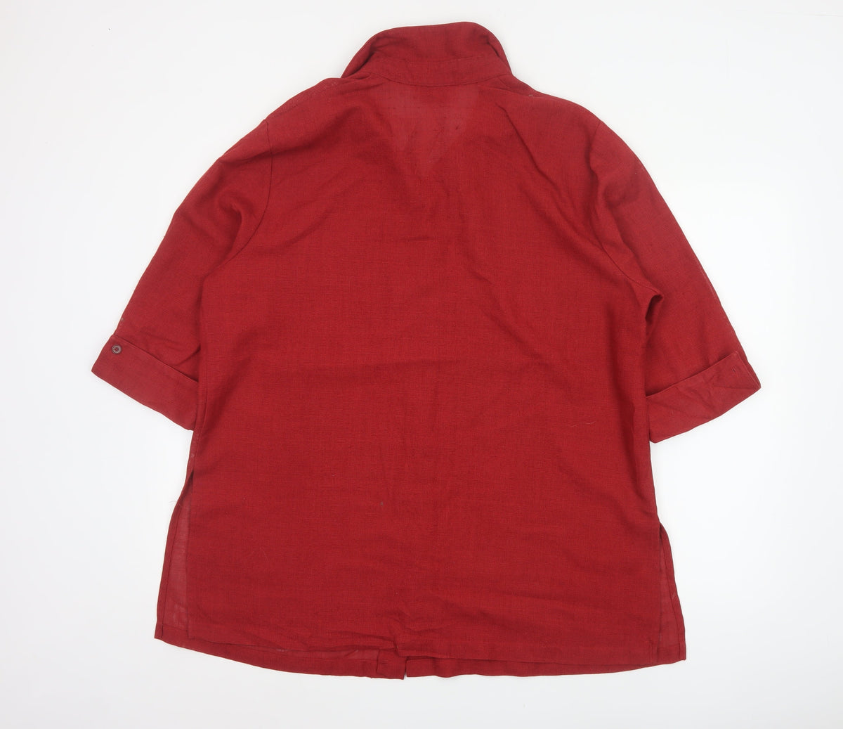 Eugen Klein Women Red UK 18 Collared Button-Up 3/4 Sleeve Woven Shirt