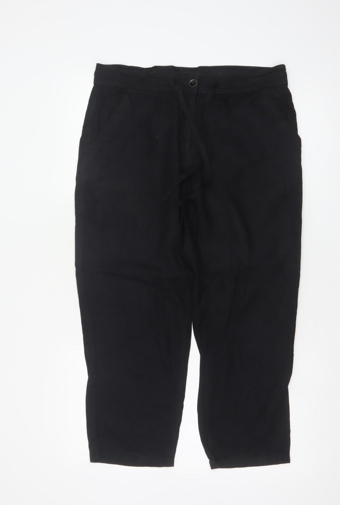 Next Women’s Black UK 12R Linen Blend Ankle Tapered Trousers