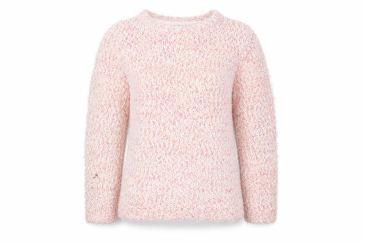 YD Girls Pink & White Fluffy Knit Pullover Jumper 12-13 Years 158cm