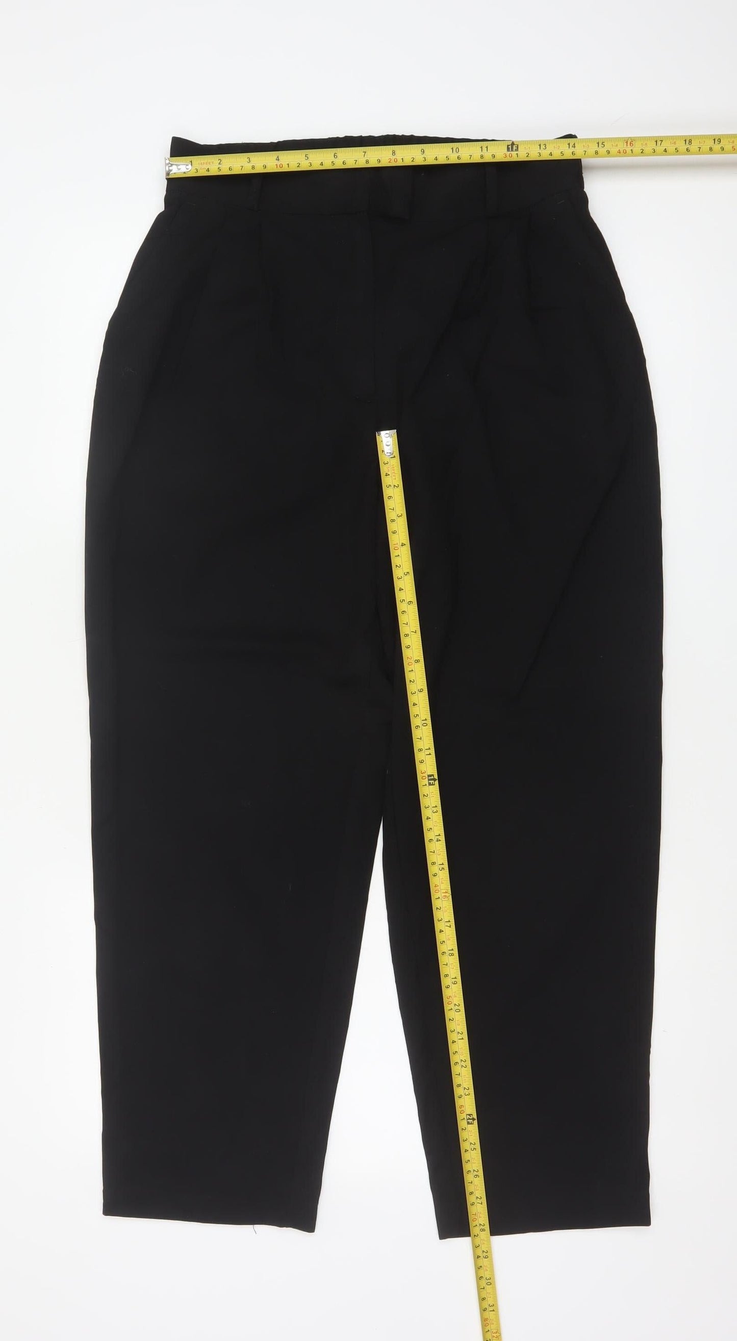H&M Women's Black UK 12 High Rise Pleated Tapered Trousers