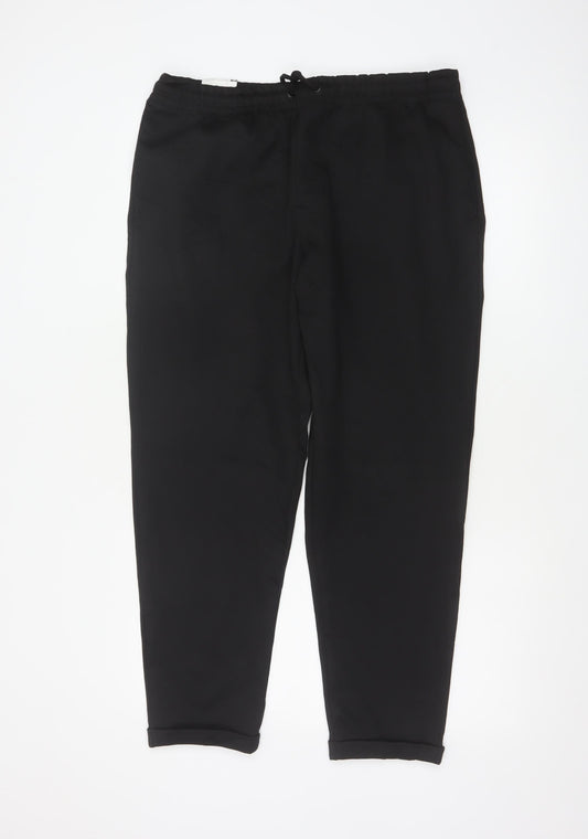 Zara Men’s Black M 31 Jogger Knit Tapered Drawstring Trousers